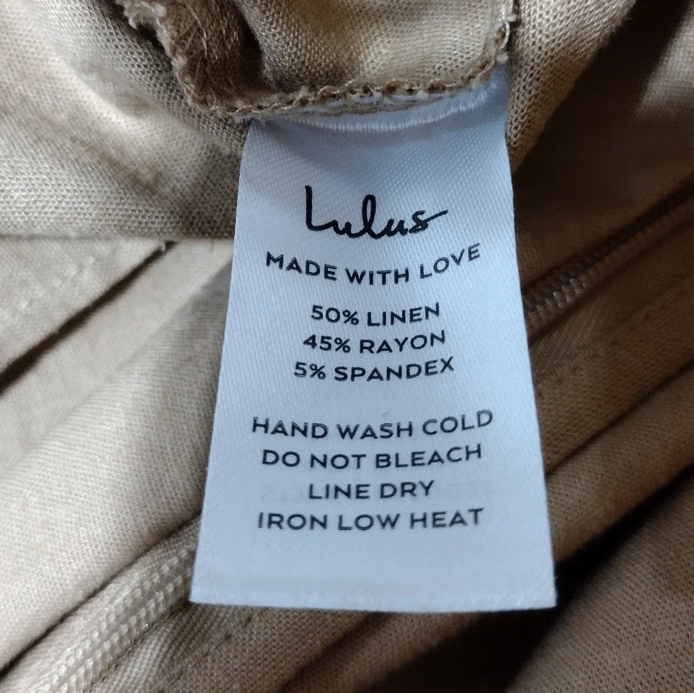 NWT Lulus Linen Blend Wrap Skirt Women's M Tan Retro Y2K 90s Casual Comfy - Picture 7 of 7